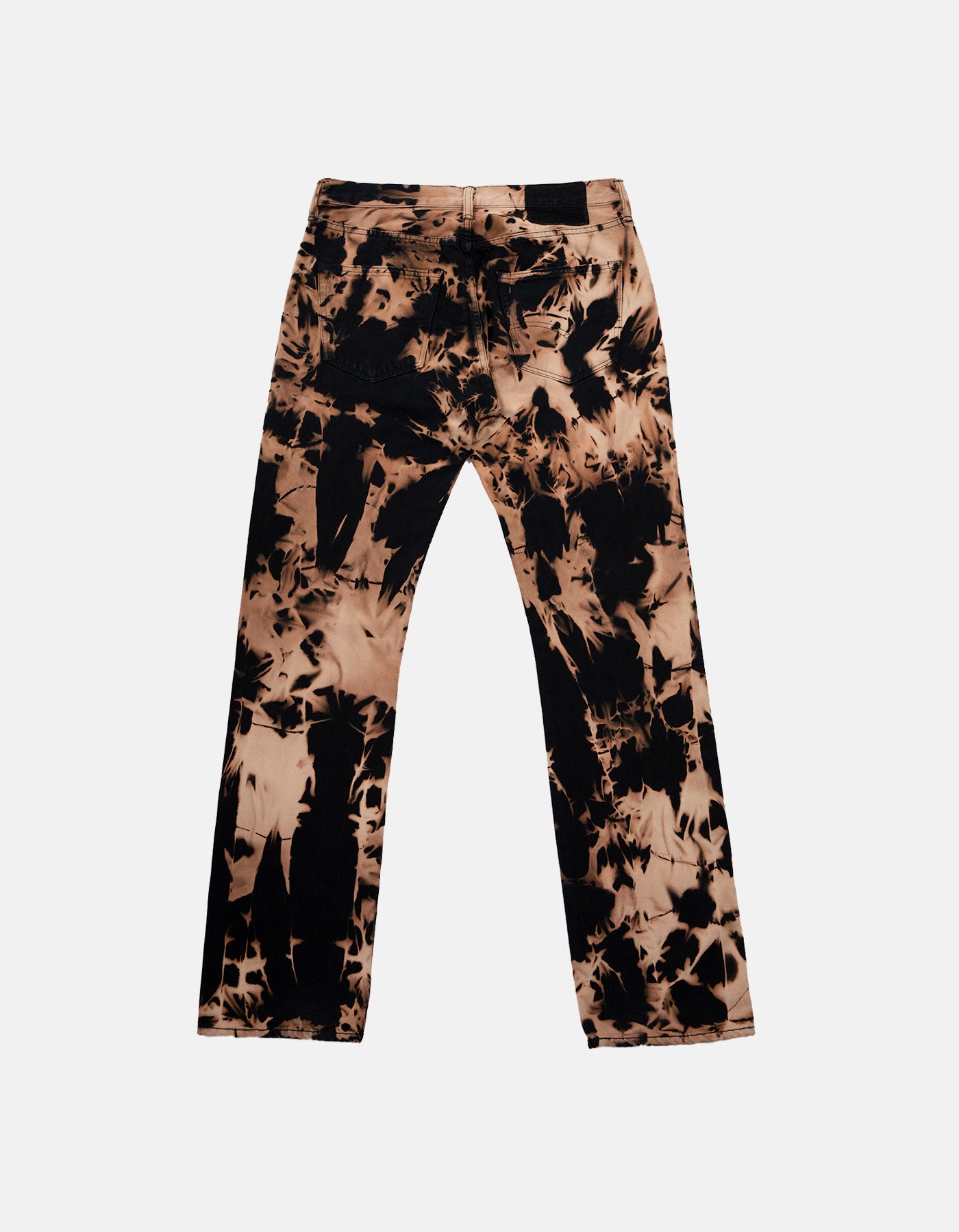 DB Decolorized Denim with Patches in Black Flames