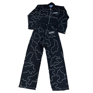 stitched denim set