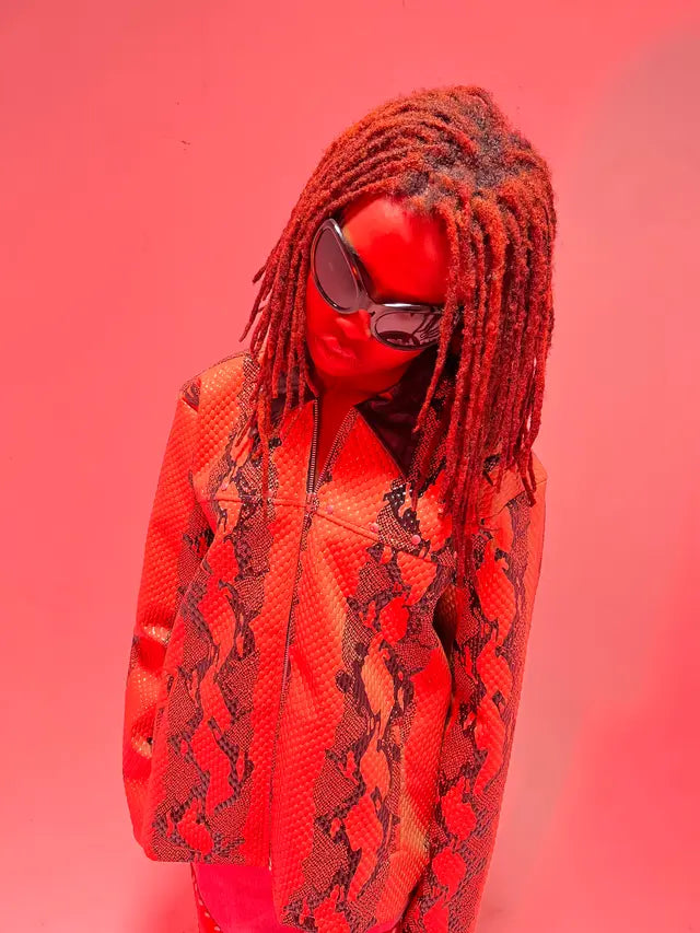 Snake Skin Leather Faux Jacket