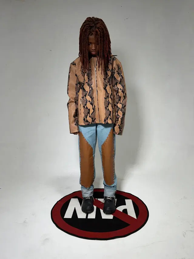 Snake Skin Leather Faux Jacket