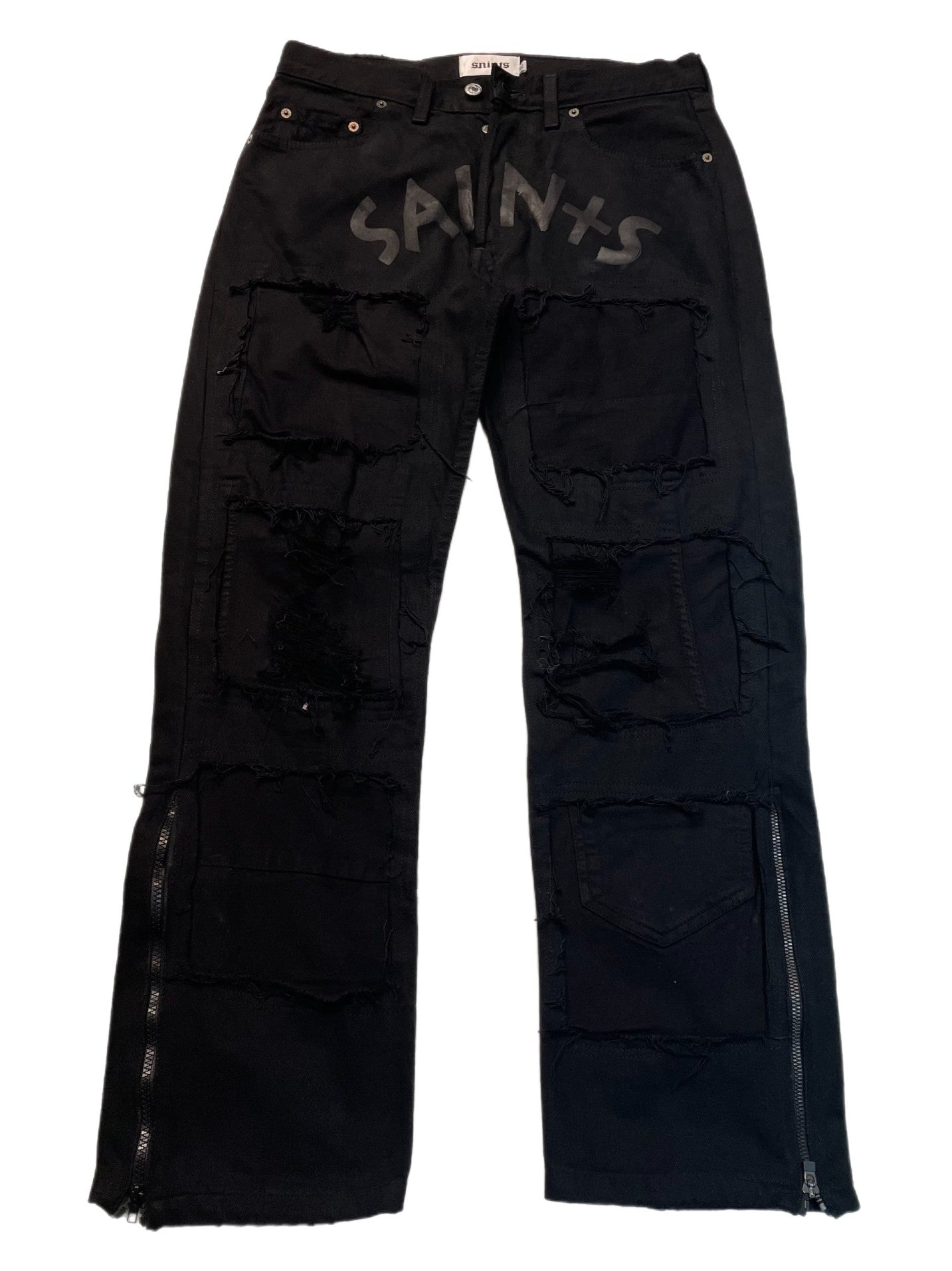 Saints Patchwork Denim: Triple Black
